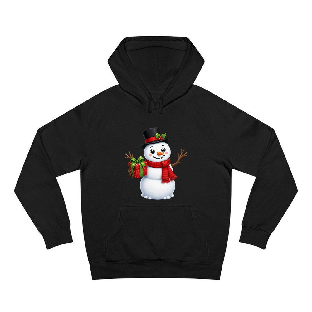 Top Hat Snowman Gift personalised Christmas hoodie in black