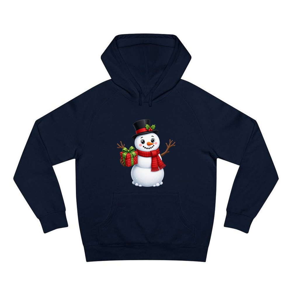 Top Hat Snowman Gift personalised Christmas hoodie in navy