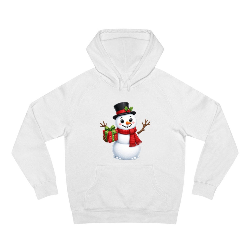 Top Hat Snowman Gift personalised Christmas hoodie in white