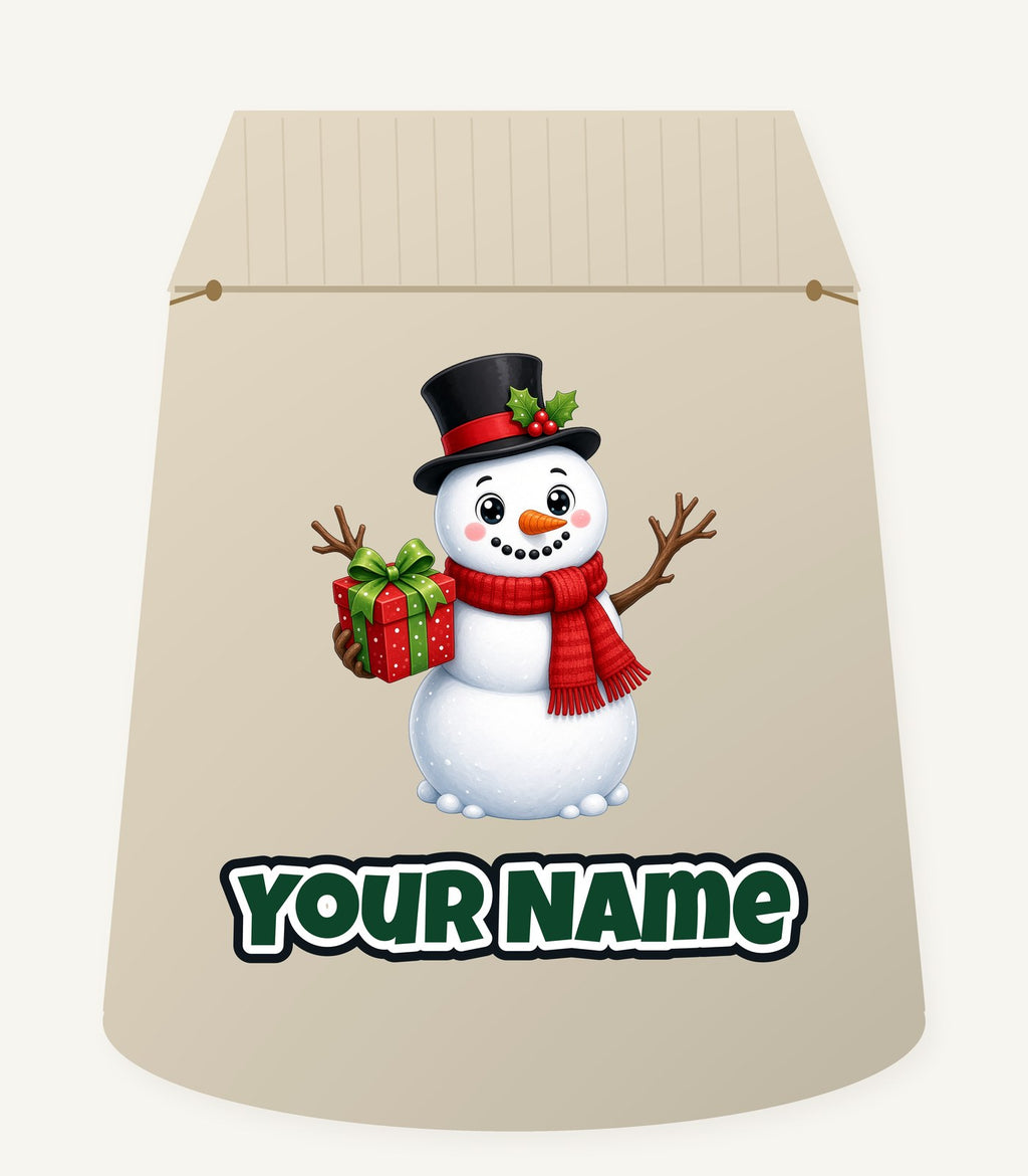 Top Hat Snowman Gift Personalised Santa Sack