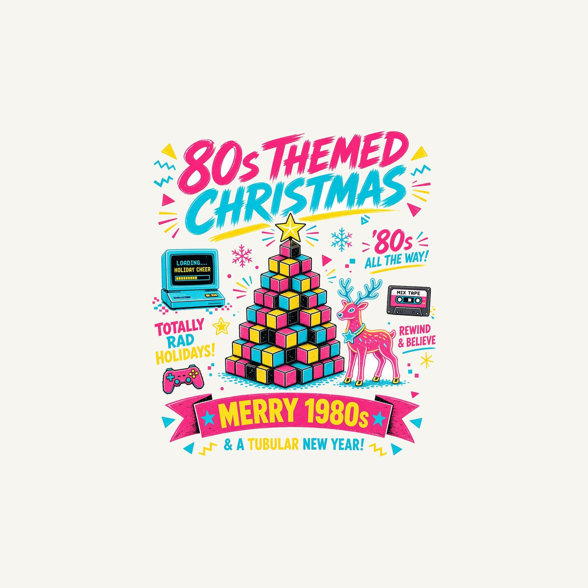 Totally Rad Eighties Christmas Personalised Christmas Mug