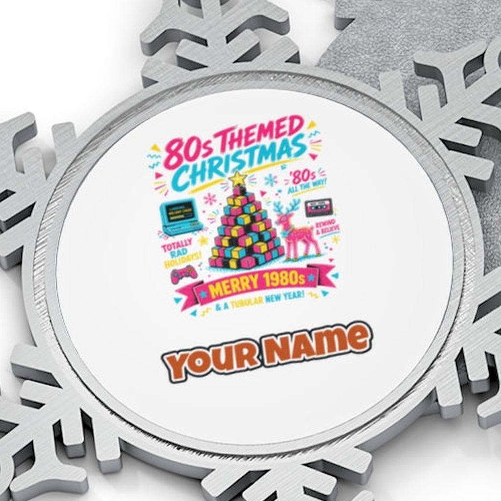 Totally Rad Eighties Christmas Personalised Pewter Christmas Ornament