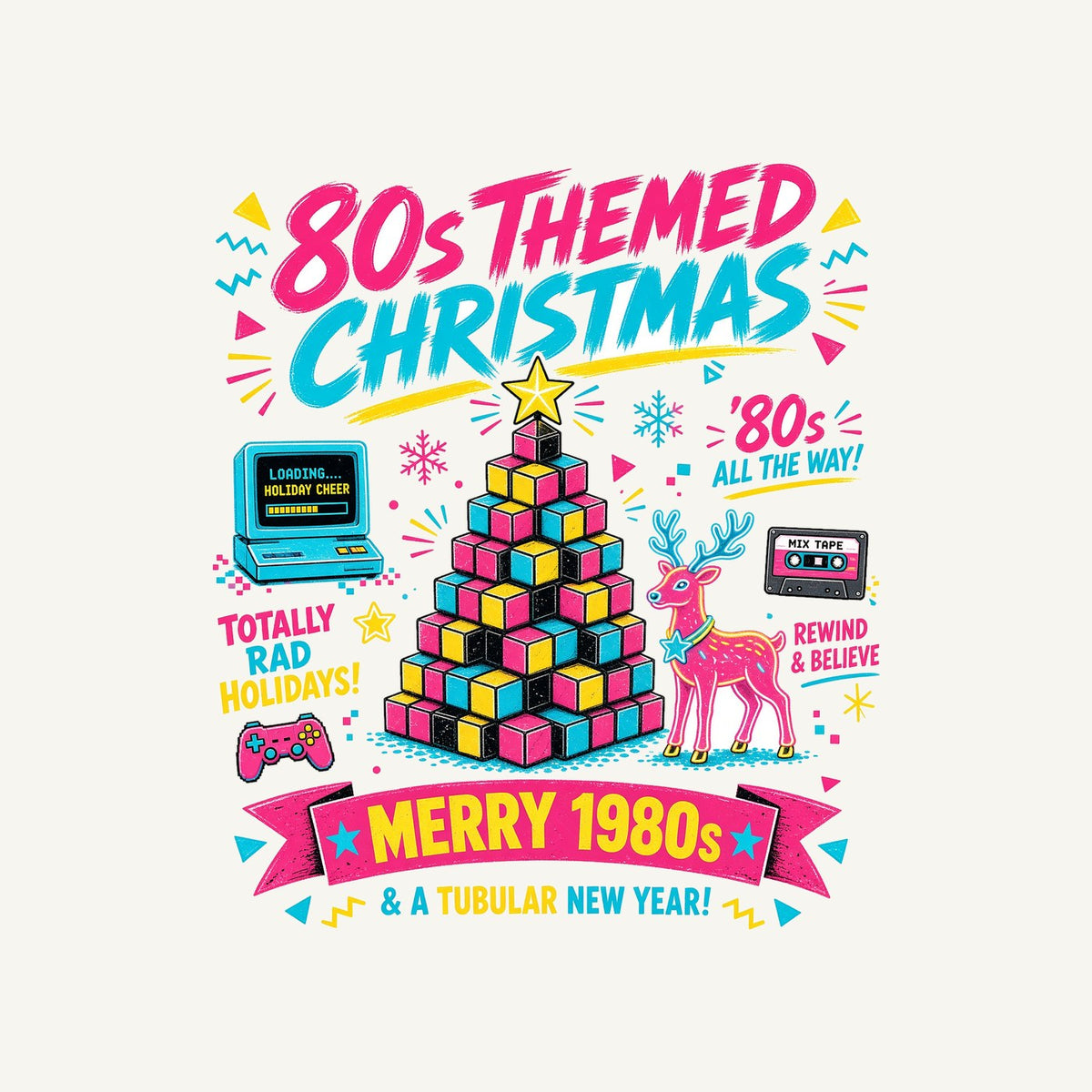 Totally Rad Eighties Christmas Personalised Santa Sack