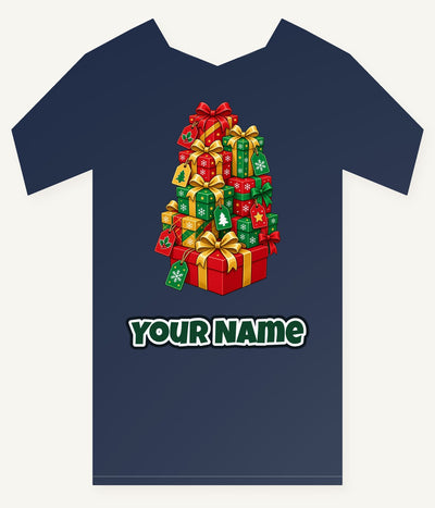 Tower Of Christmas Presents Personalised Kids Tee and Baby Bodysuit