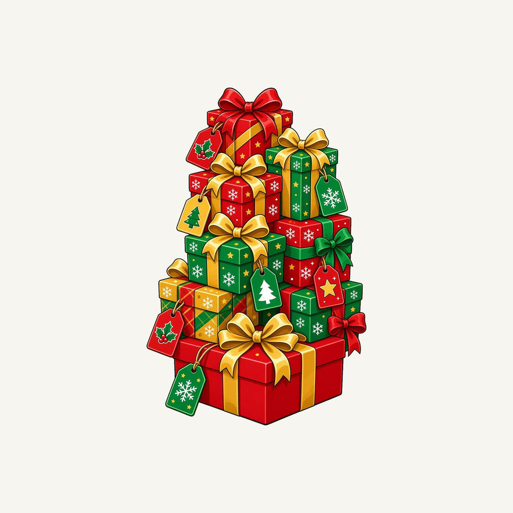 Tower Of Christmas Presents Personalised Kids and Baby Christmas Tee