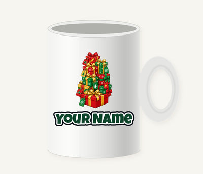 Tower Of Christmas Presents Personalised Christmas Mug