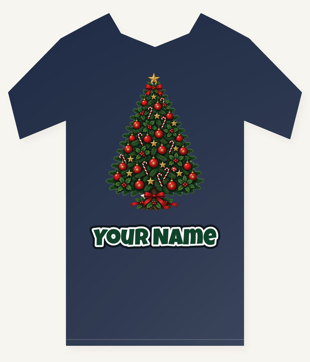 Traditional Christmas Tree with Gold Stars Personalised Kids Tee and Baby Bodysuit