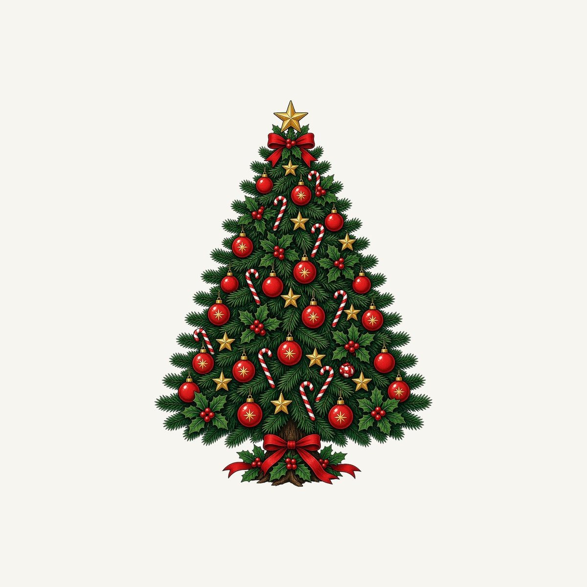 Traditional Christmas Tree with Gold Stars Personalised Kids Tee and Baby Bodysuit