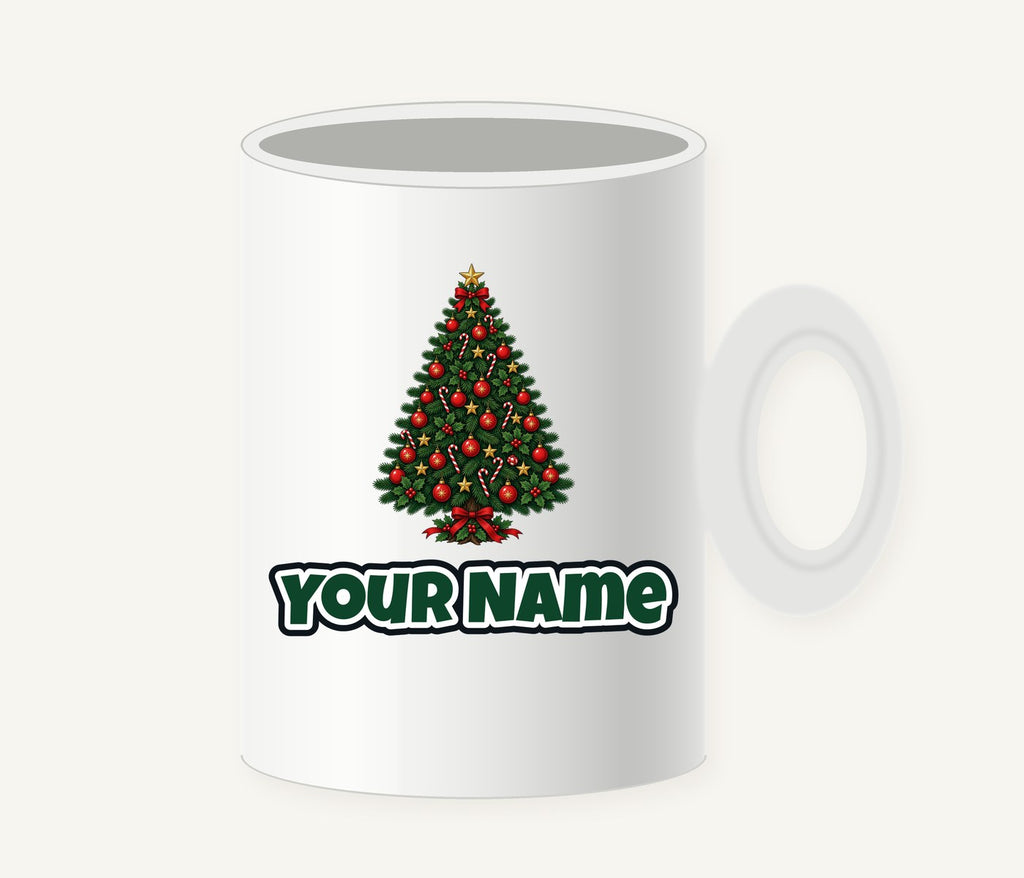 Traditional Christmas Tree with Gold Stars Personalised Christmas Mug