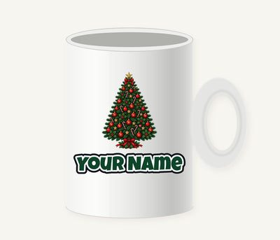Traditional Christmas Tree with Gold Stars Personalised Christmas Mug