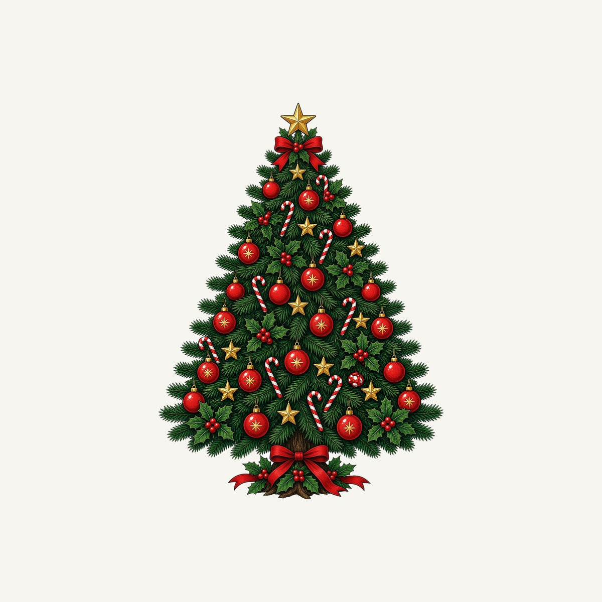 Traditional Christmas Tree with Gold Stars Personalised Christmas T-Shirt and Hoodie