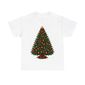 Traditional Christmas Tree With Gold Stars design on a white tee