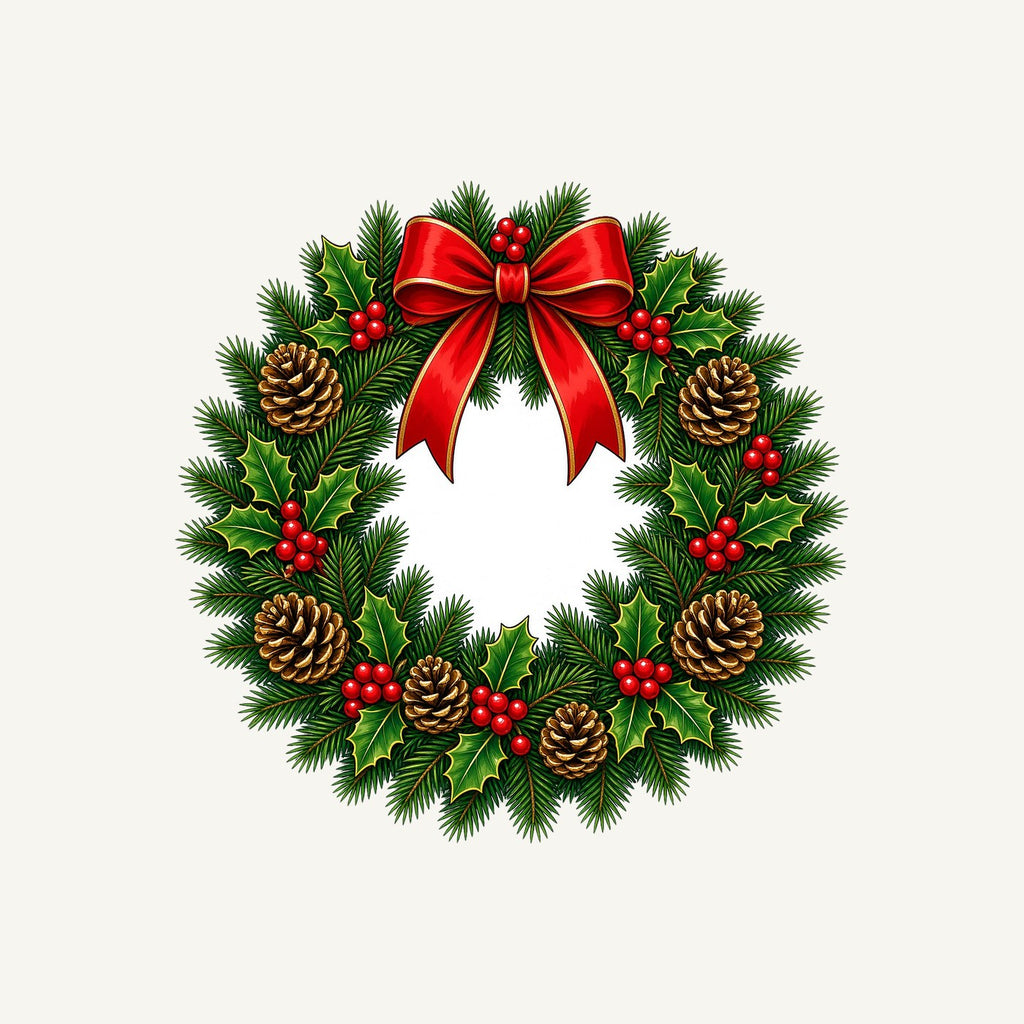 Traditional Pine and Holly Wreath Personalised Kids Tee and Baby Bodysuit