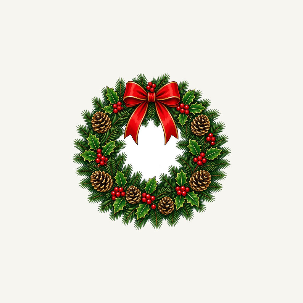 Traditional Pine and Holly Wreath Personalised Christmas Mug