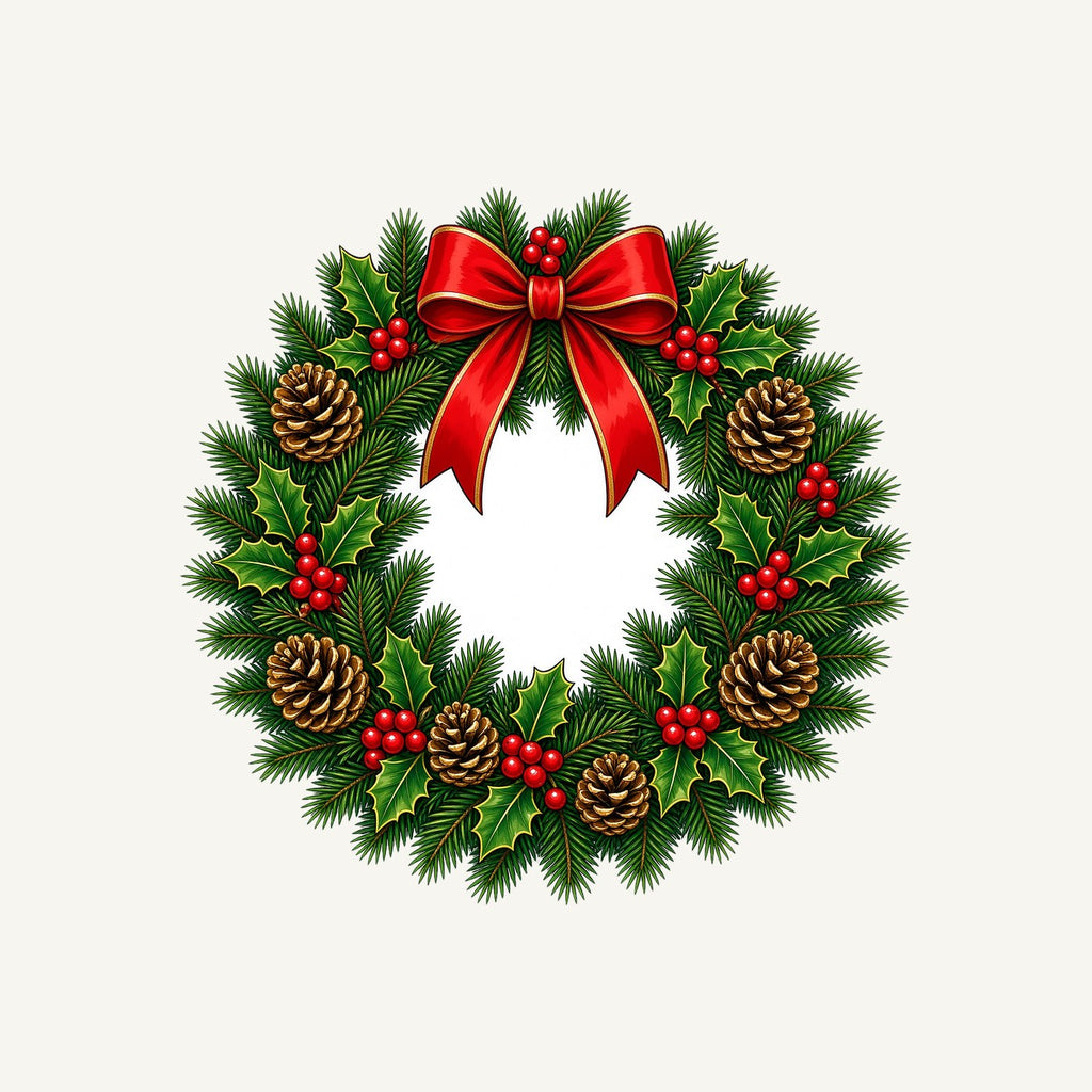 Traditional Pine and Holly Wreath Personalised Santa Sack