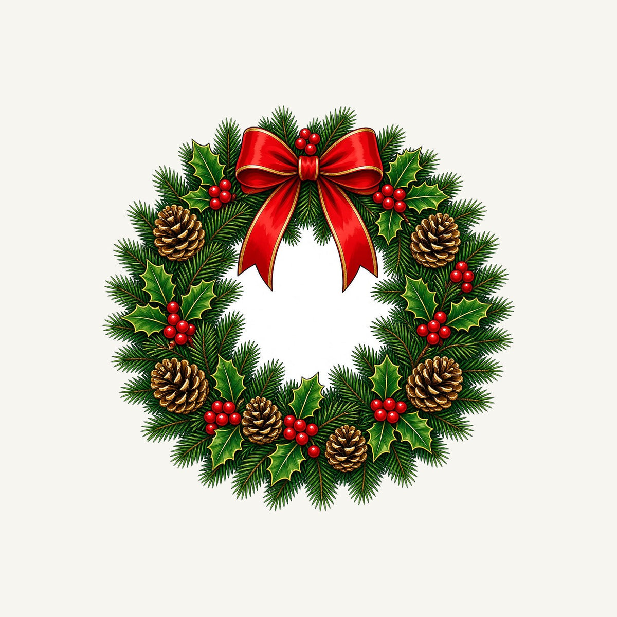 Traditional Pine and Holly Wreath Personalised Santa Sack