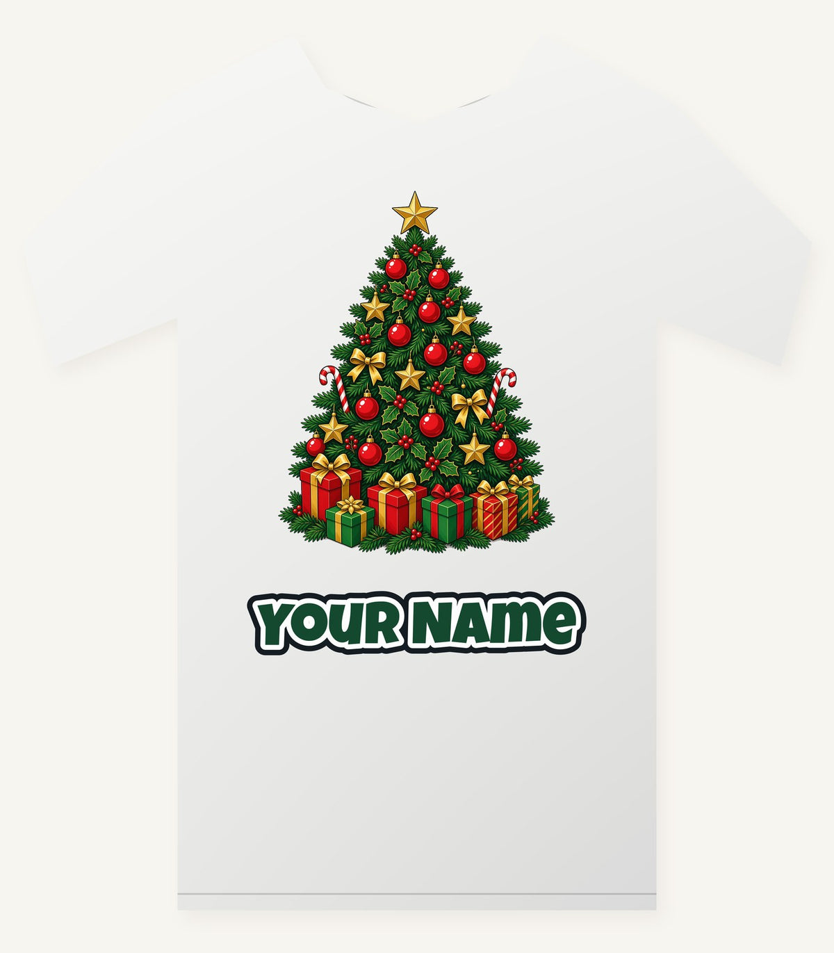 Traditional Red and Green Tree Personalised Christmas T-Shirt and Hoodie