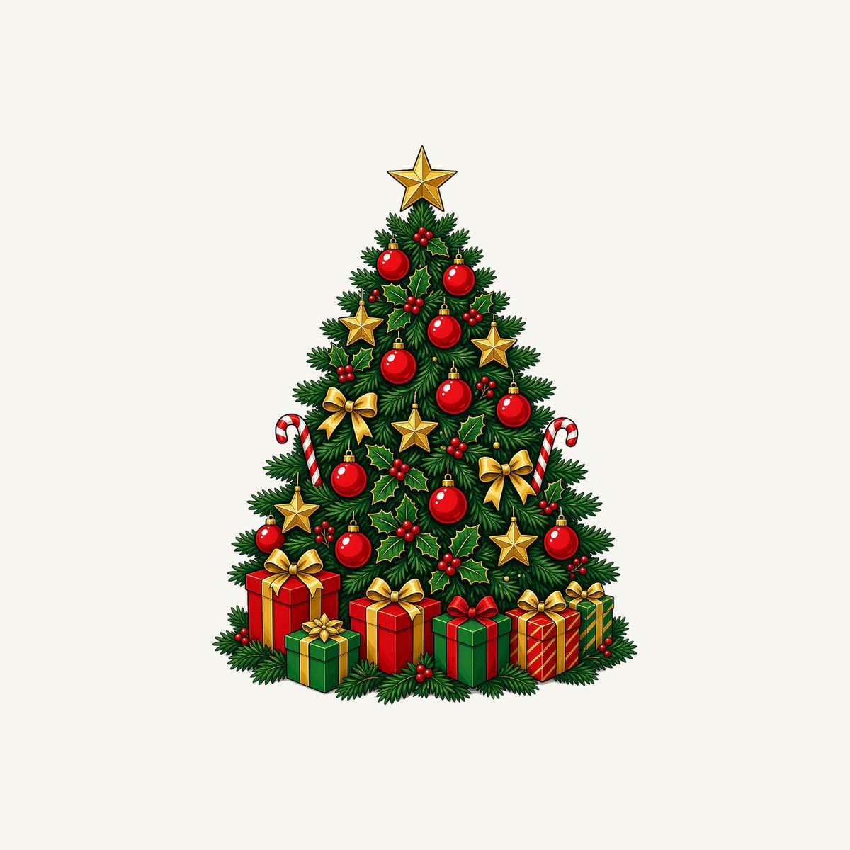 Traditional Red and Green Tree Personalised Christmas T-Shirt and Hoodie