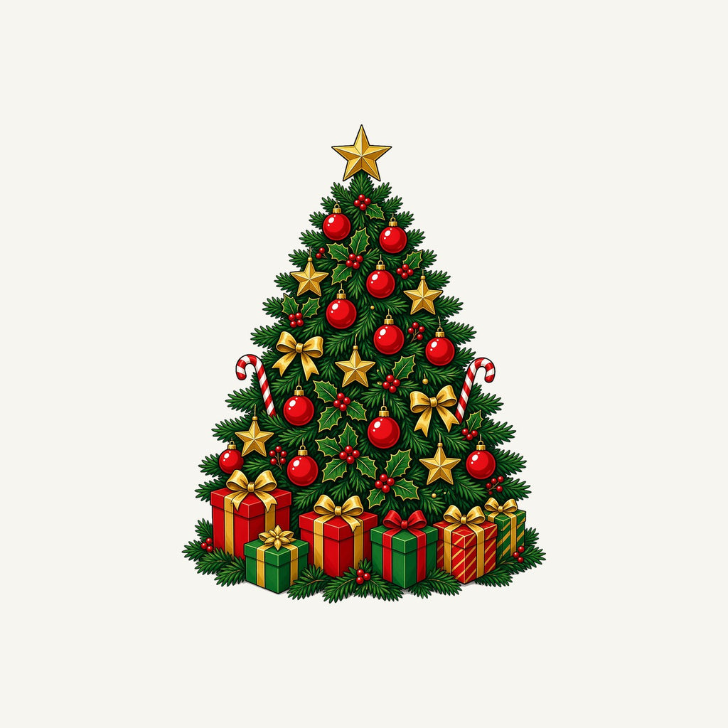 Traditional Red and Green Tree Personalised Santa Sack