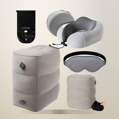 Travel Kit with Neck Pillow, Inflatable Footrest and Eye Mask