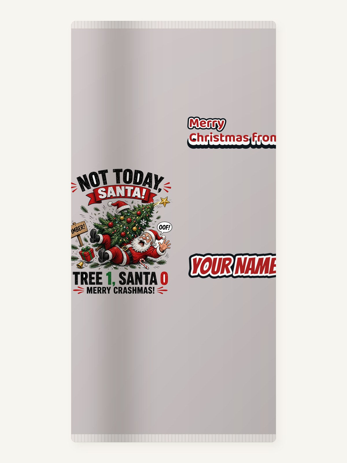 Tree 1, Santa 0 Personalised Beach Towel