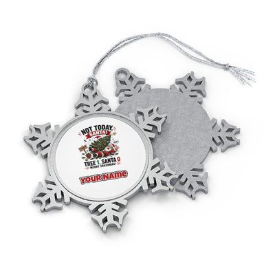 Tree 1, Santa 0 Personalised Pewter Christmas Ornament