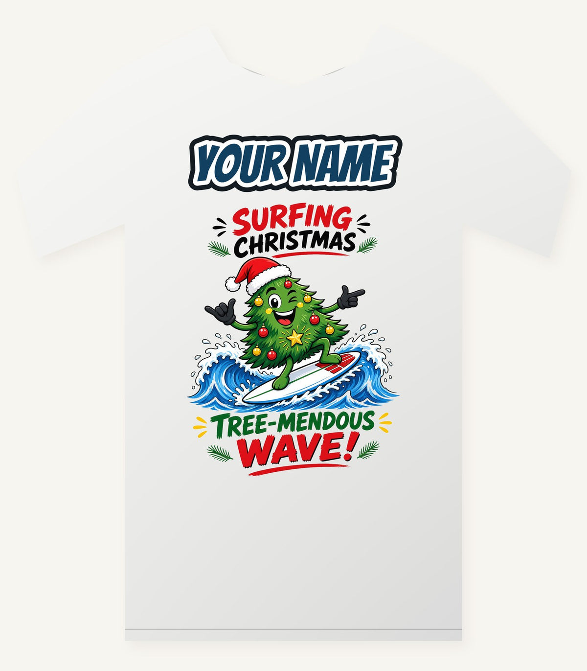 Tree-Mendous Wave Personalised Christmas T-Shirt and Hoodie