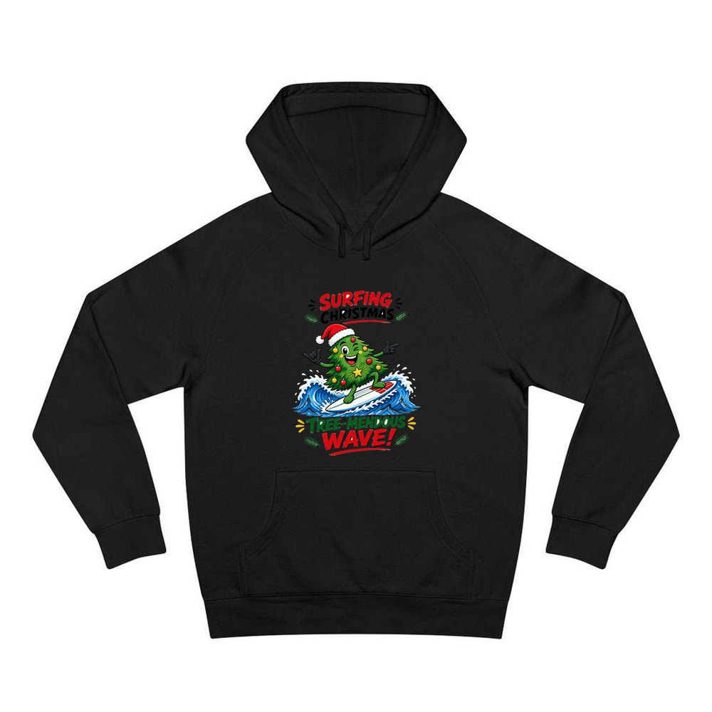 Tree-Mendous Wave personalised Christmas hoodie in black