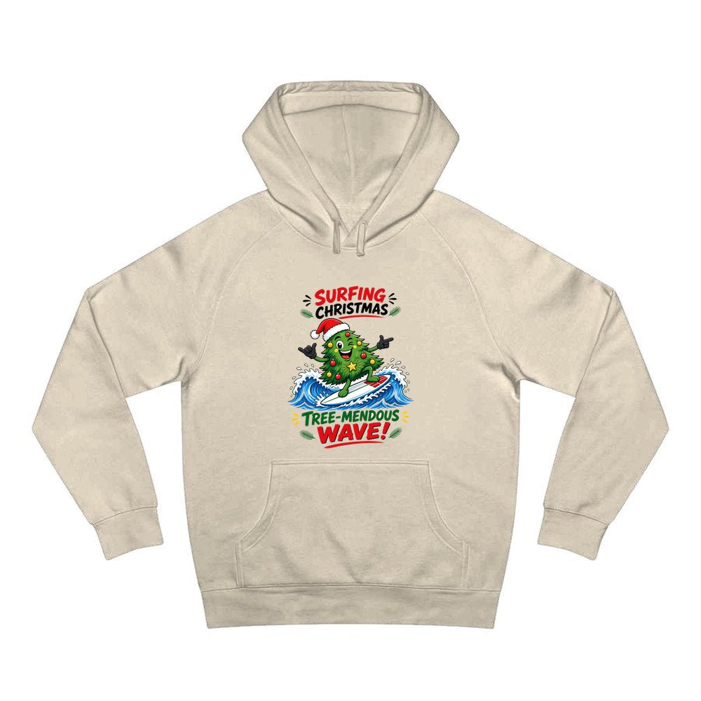 Tree-Mendous Wave personalised Christmas hoodie in sand