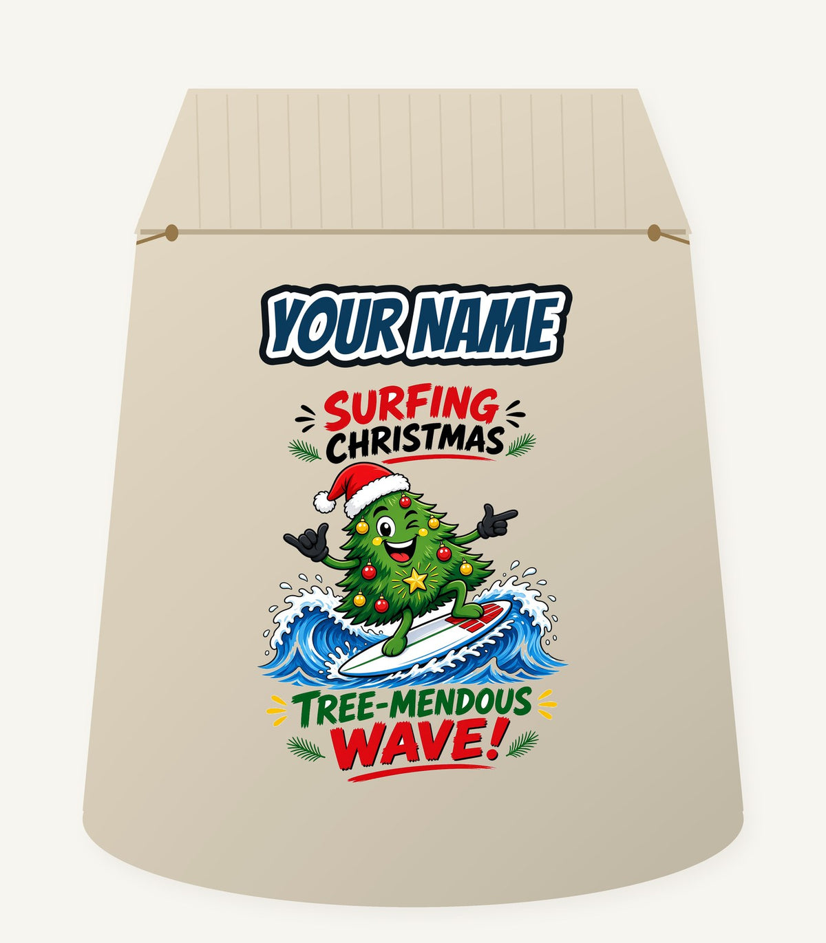Tree-Mendous Wave Personalised Santa Sack