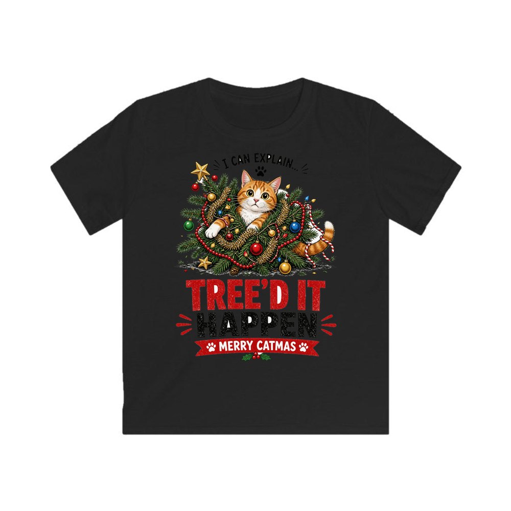 Tree'd It Happen personalised kids Christmas tee in black