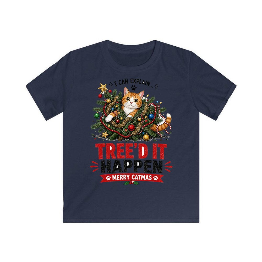 Tree'd It Happen personalised kids Christmas tee in navy