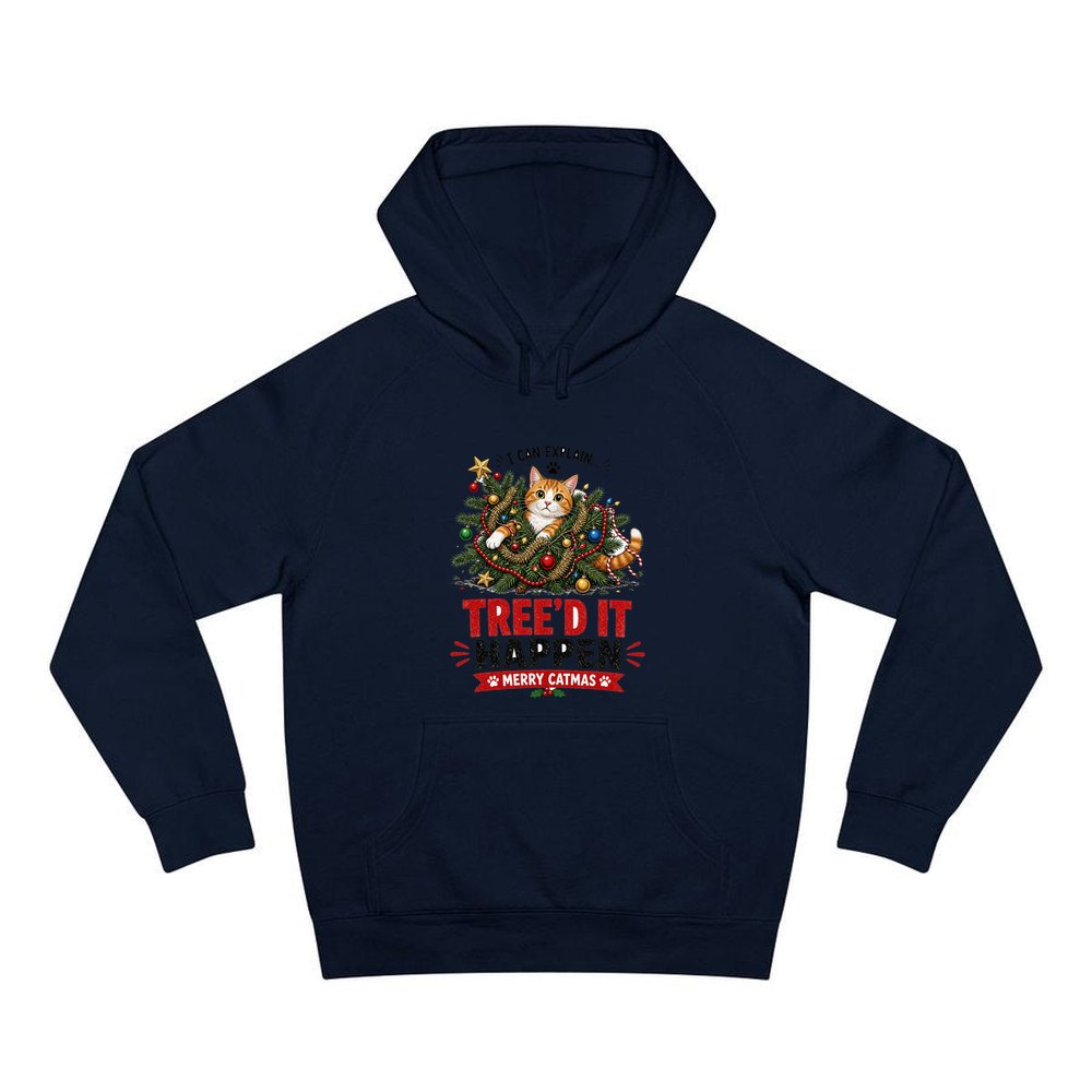 Tree'd It Happen personalised Christmas hoodie in navy