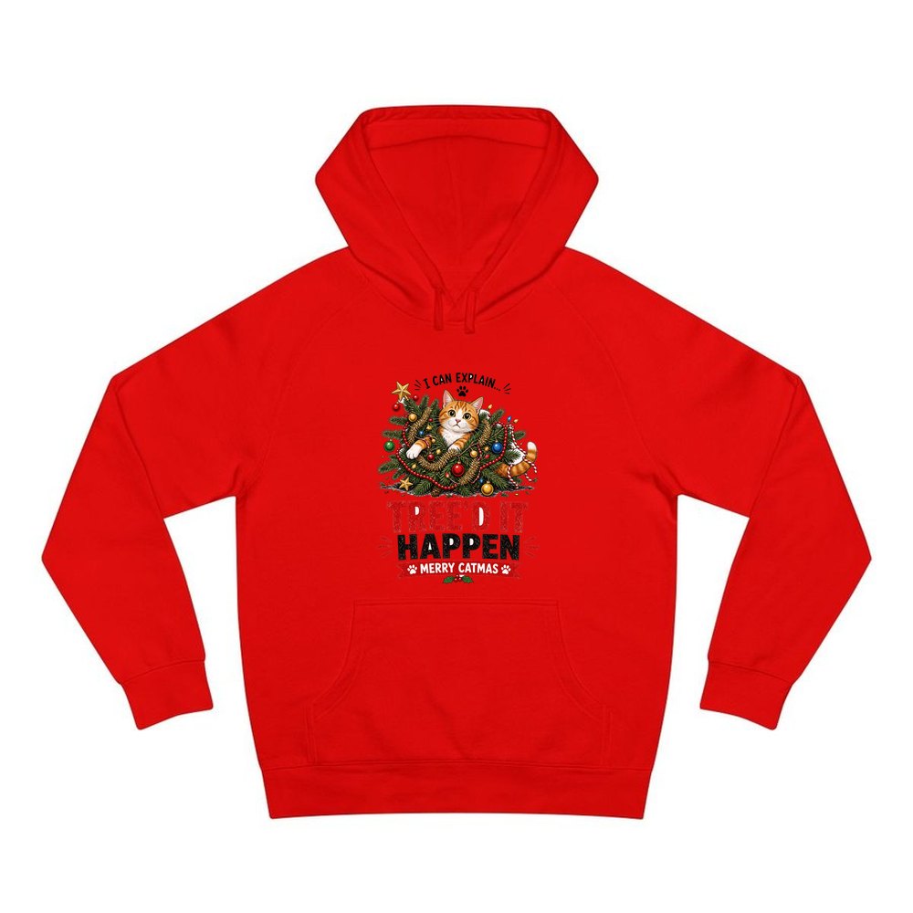 Tree'd It Happen personalised Christmas hoodie in red