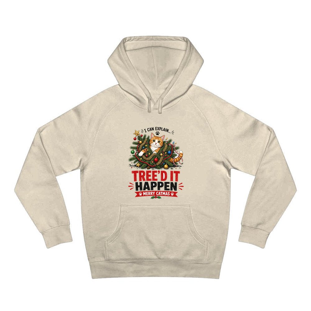 Tree'd It Happen personalised Christmas hoodie in sand