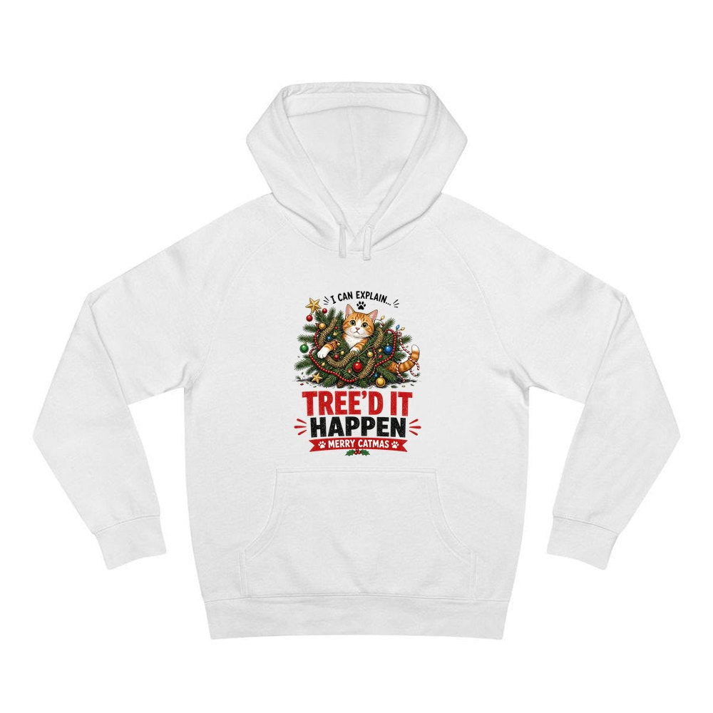 Tree'd It Happen personalised Christmas hoodie in white