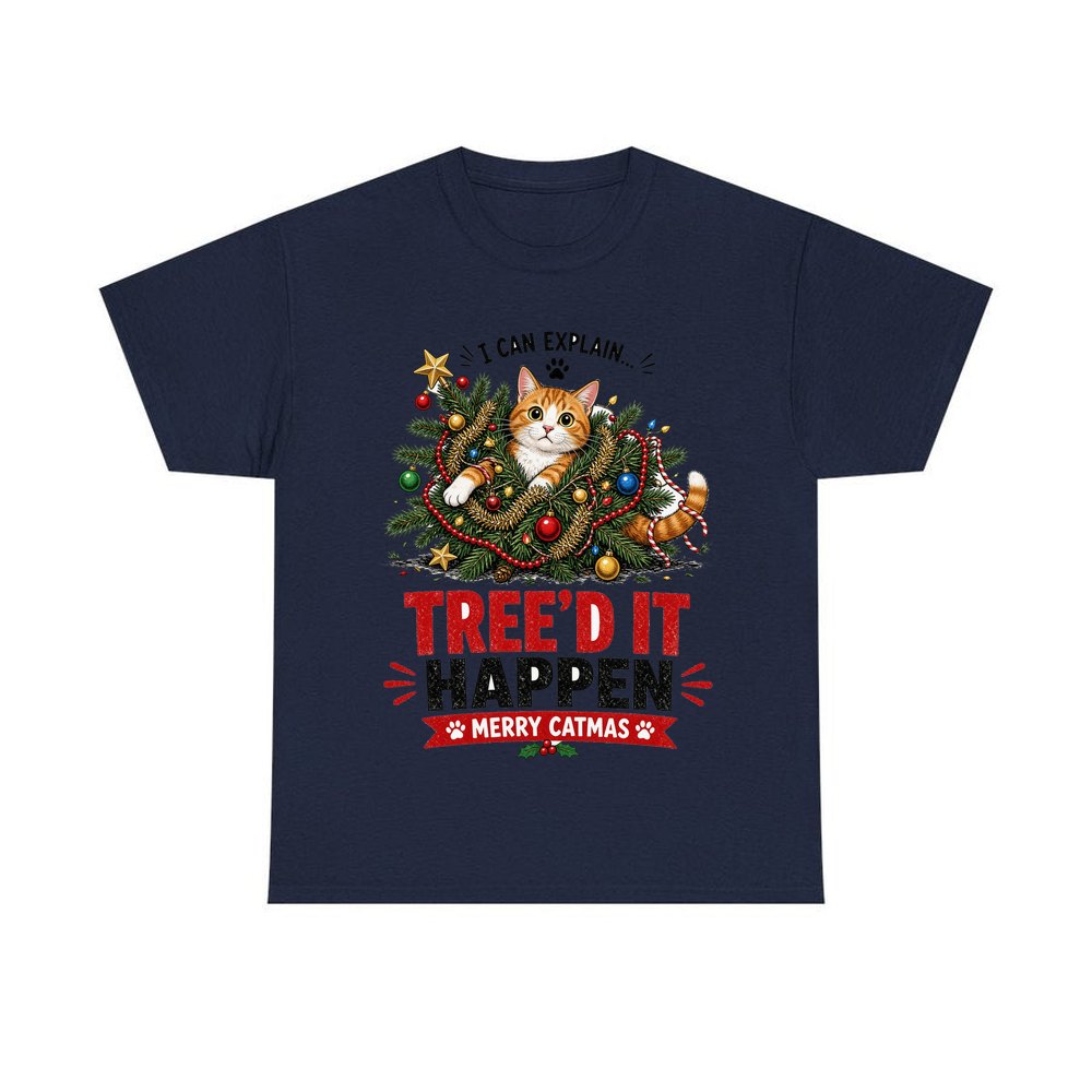 Tree'd It Happen personalised Christmas T-shirt in navy
