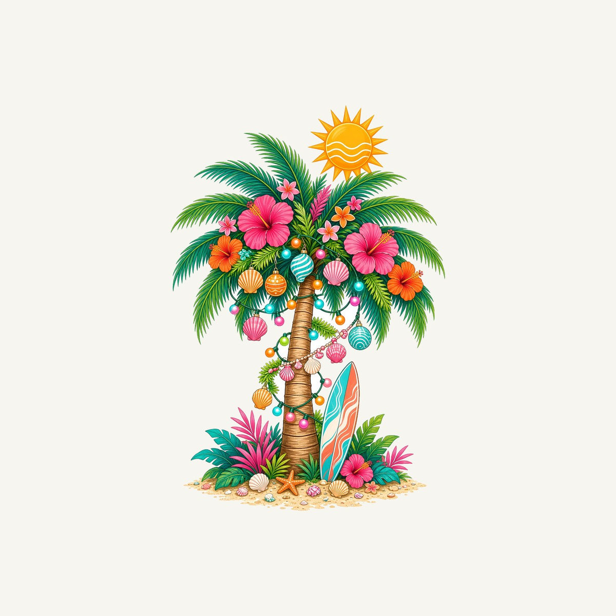 Tropical Aussie Christmas Palm Personalised Kids Tee and Baby Bodysuit