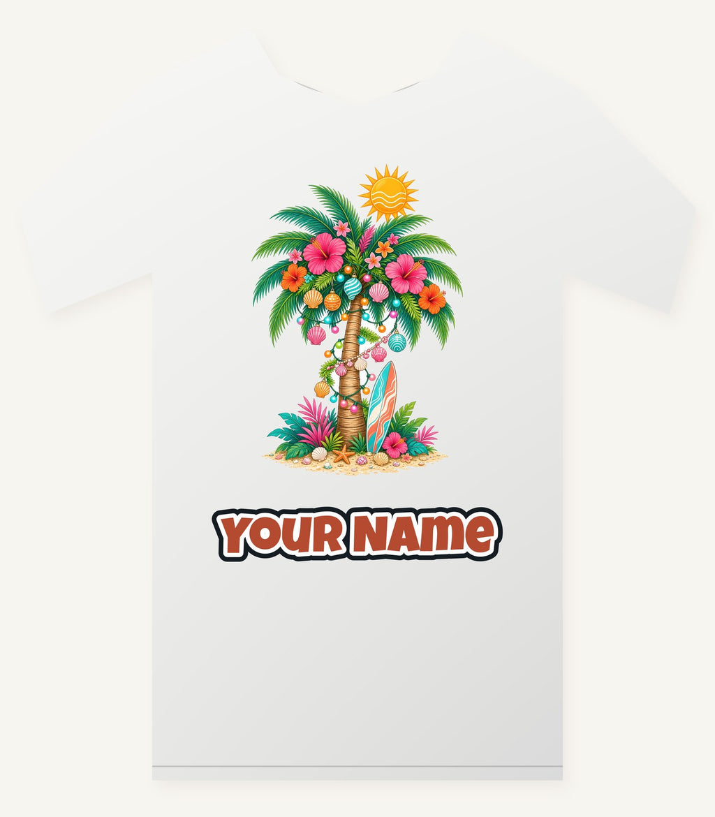 Tropical Aussie Christmas Palm Personalised Christmas T-Shirt and Hoodie