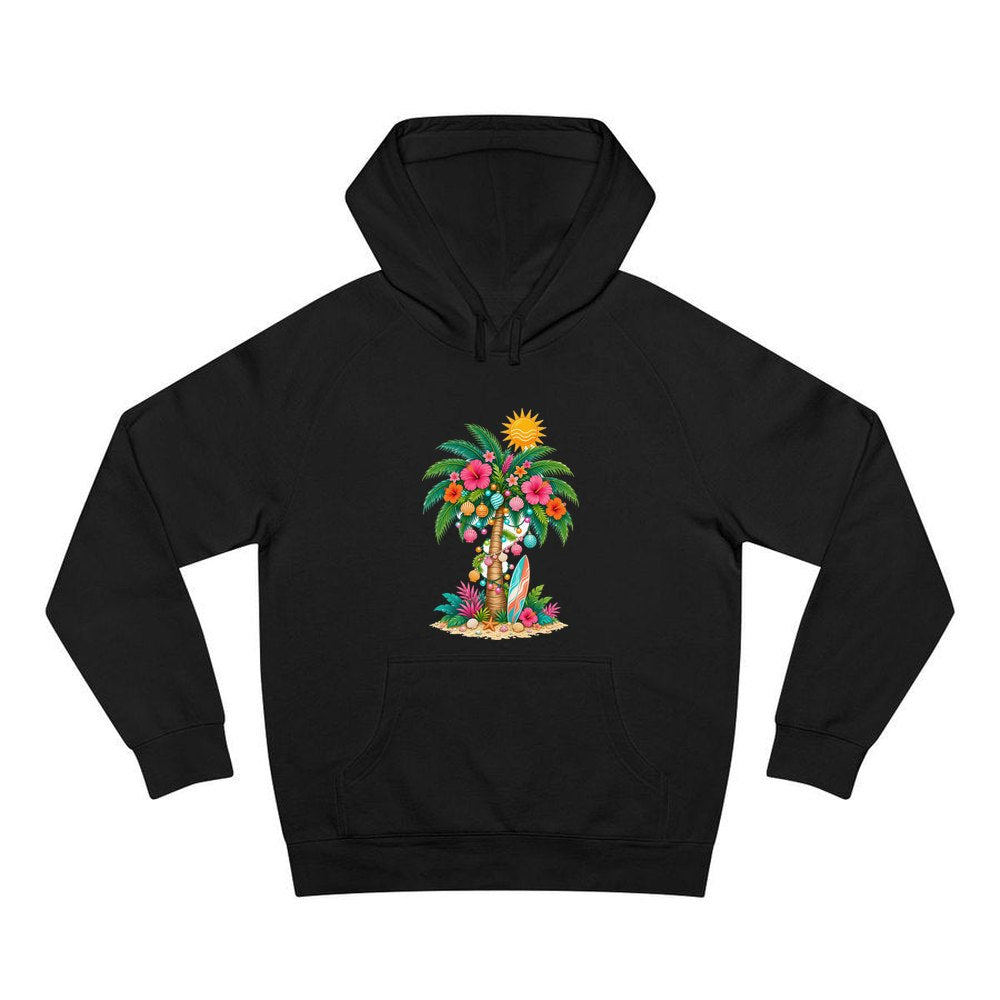 Tropical Aussie Christmas Palm personalised Christmas hoodie in black