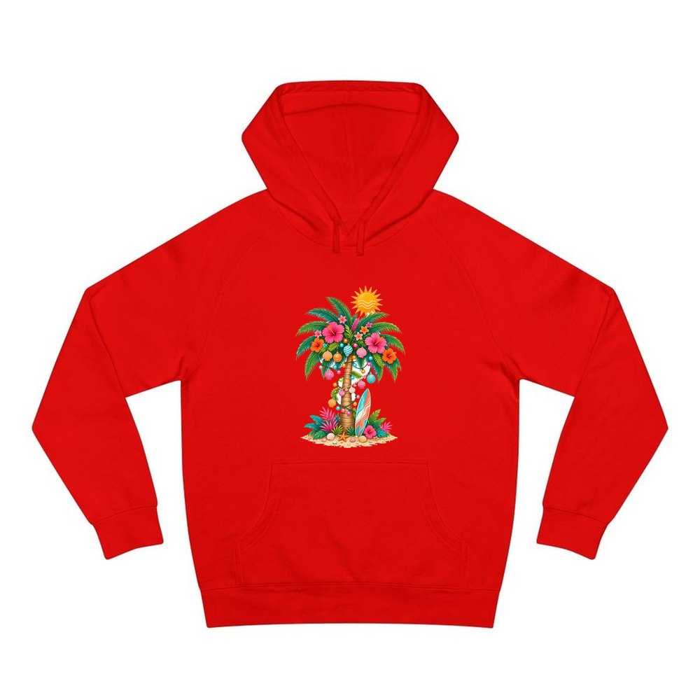 Tropical Aussie Christmas Palm personalised Christmas hoodie in red