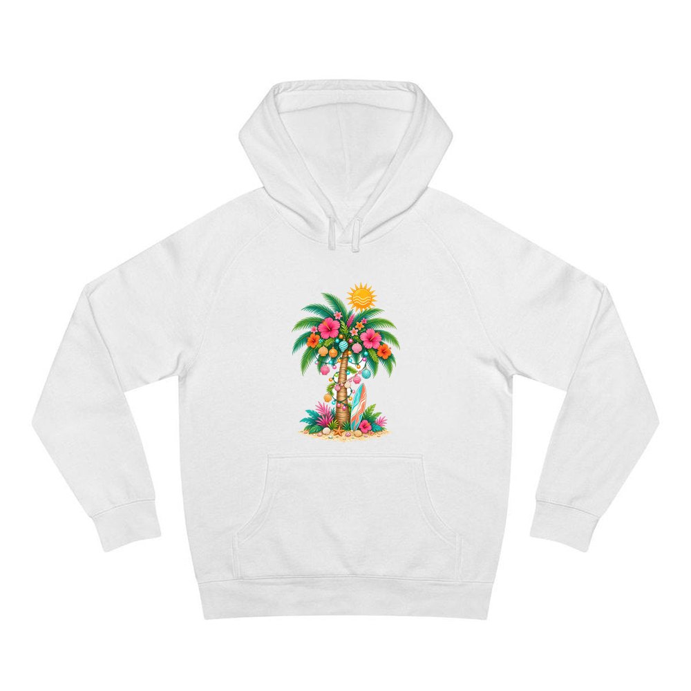 Tropical Aussie Christmas Palm personalised Christmas hoodie in white