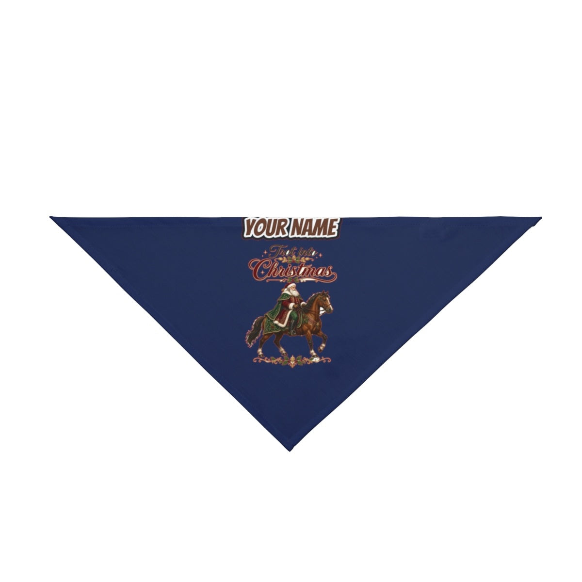 Trot Into Christmas personalised Christmas pet bandana in navy, tie-on style