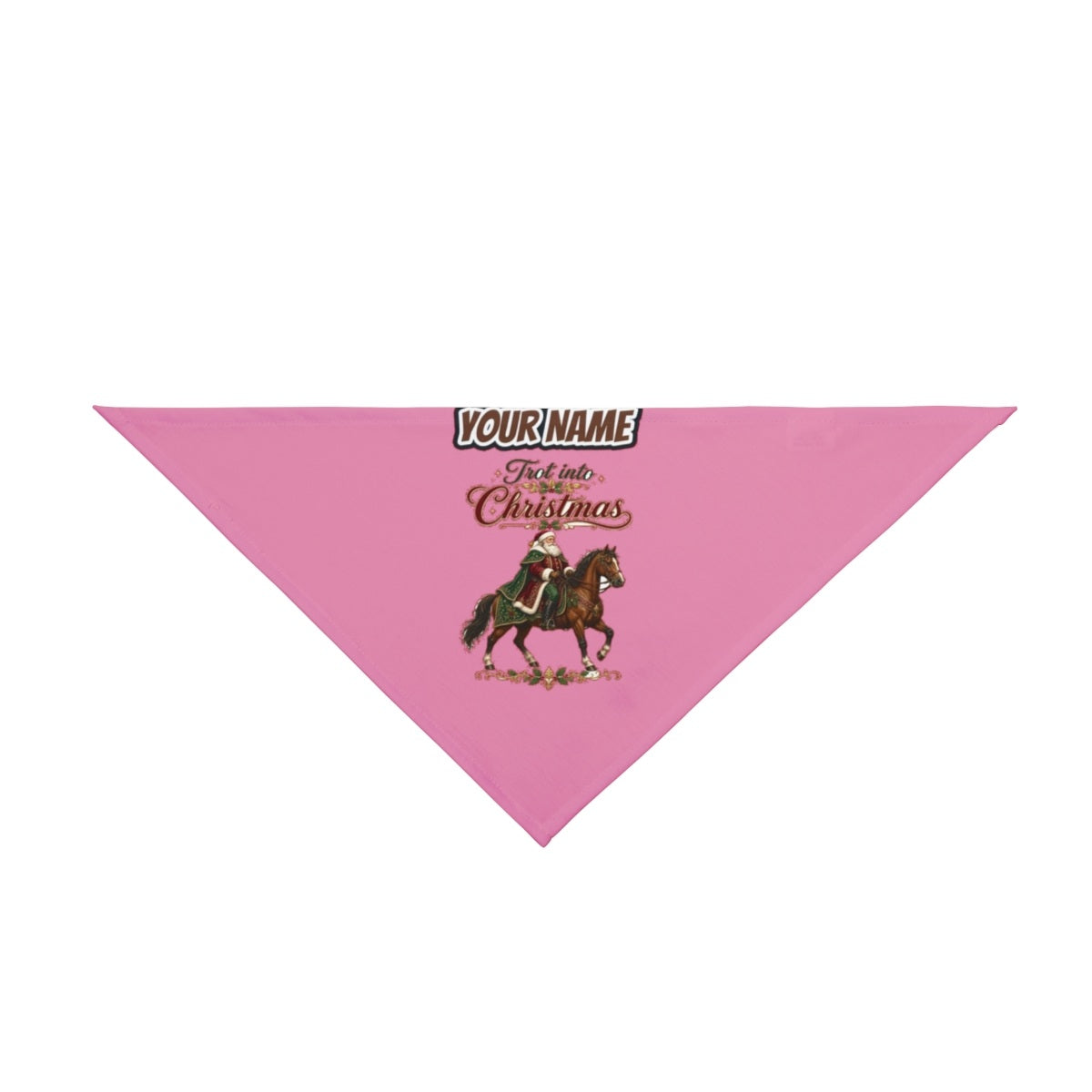 Trot Into Christmas personalised Christmas pet bandana in pink, tie-on style