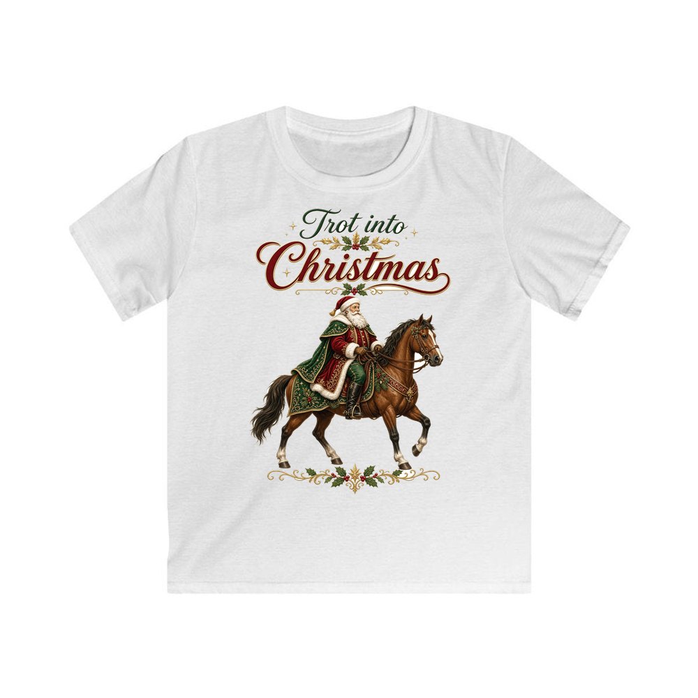 Trot Into Christmas personalised kids Christmas tee in white