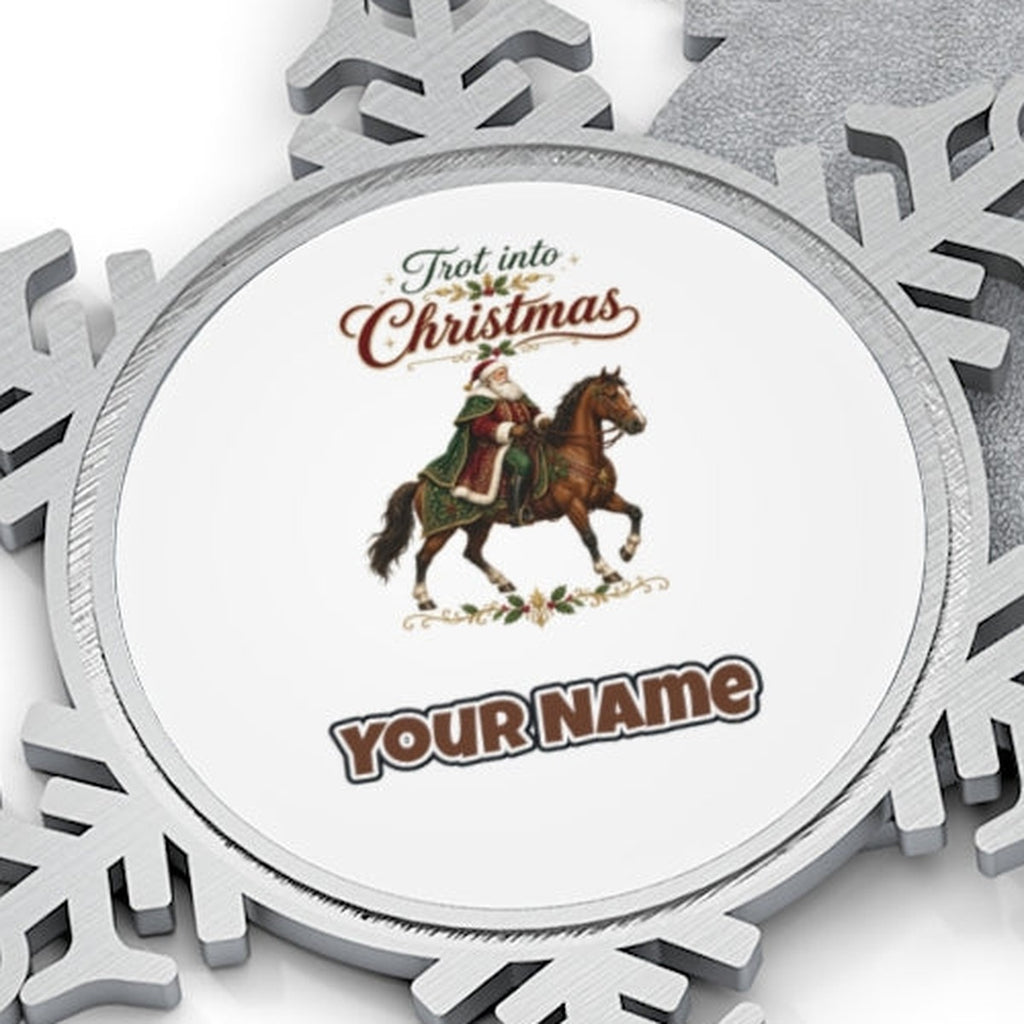 Trot Into Christmas Personalised Pewter Christmas Ornament