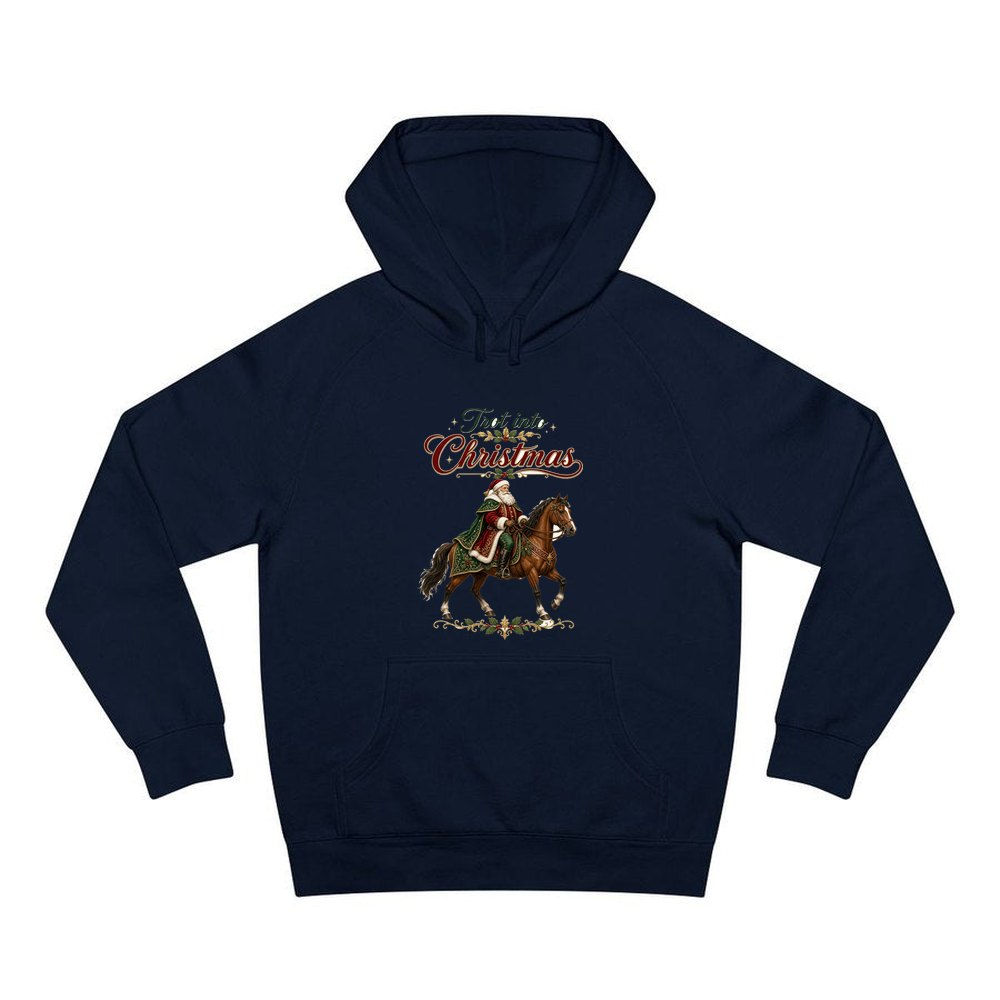 Trot Into Christmas personalised Christmas hoodie in navy