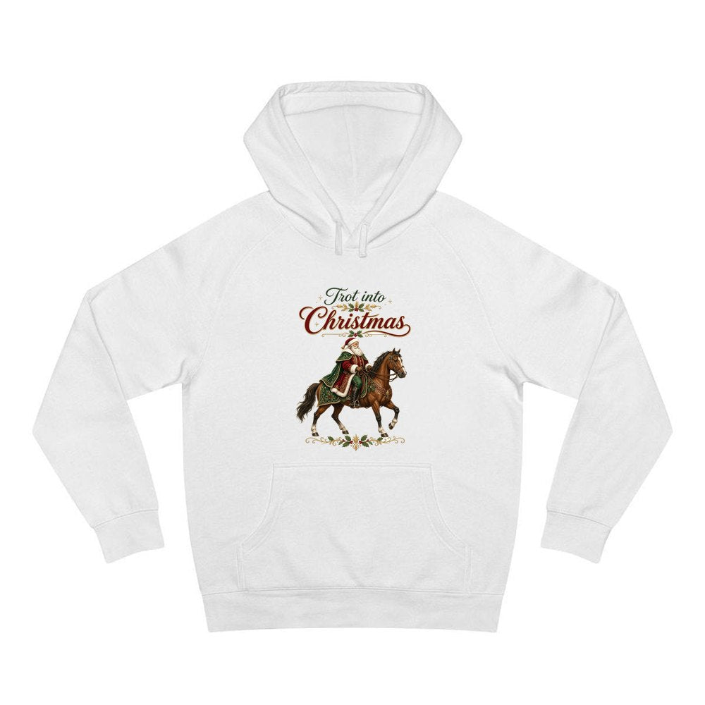 Trot Into Christmas personalised Christmas hoodie in white
