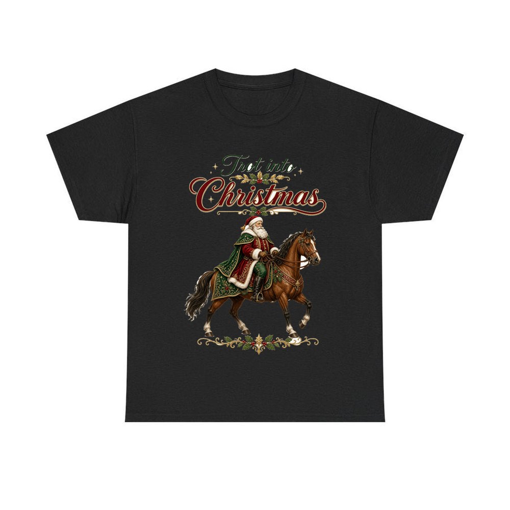 Trot Into Christmas personalised Christmas T-shirt in black