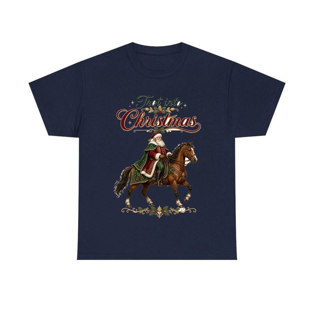 Trot Into Christmas personalised Christmas T-shirt in navy